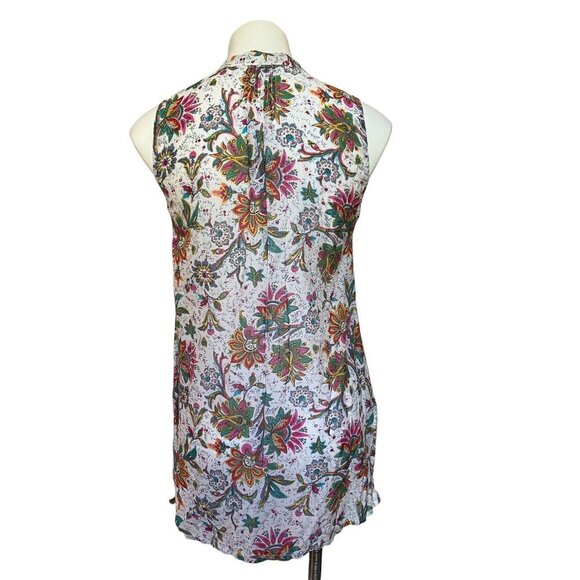 Vintage Y2K cAbi Sheer Boho Floral Tunic Mini Dress White Pink Teal Medium - Picture 6 of 7